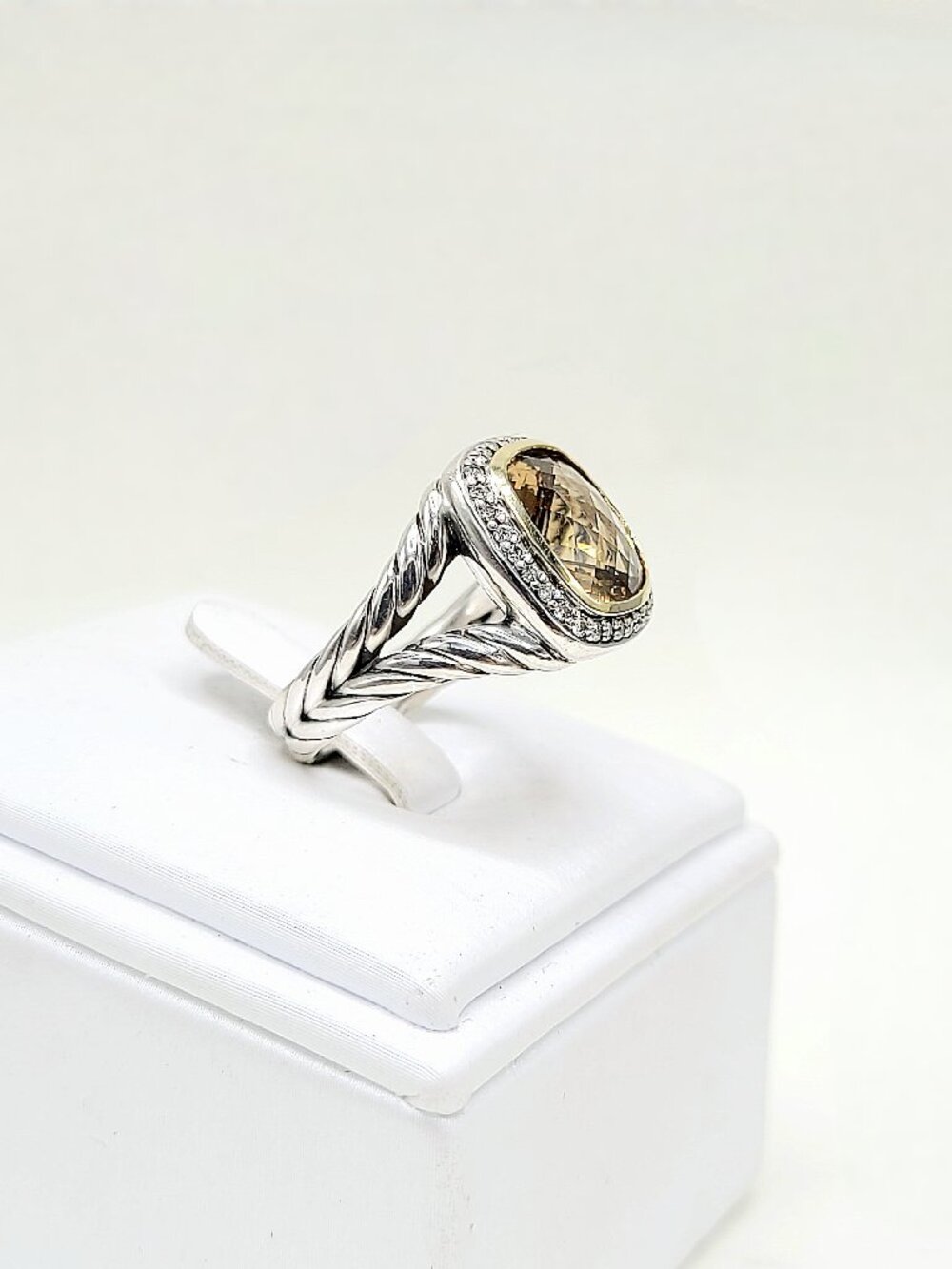 David Yurman Albion Champagne Citrine Diamond Ring w/ 18K Yellow Gold & Diamonds - Picture 5 of 14